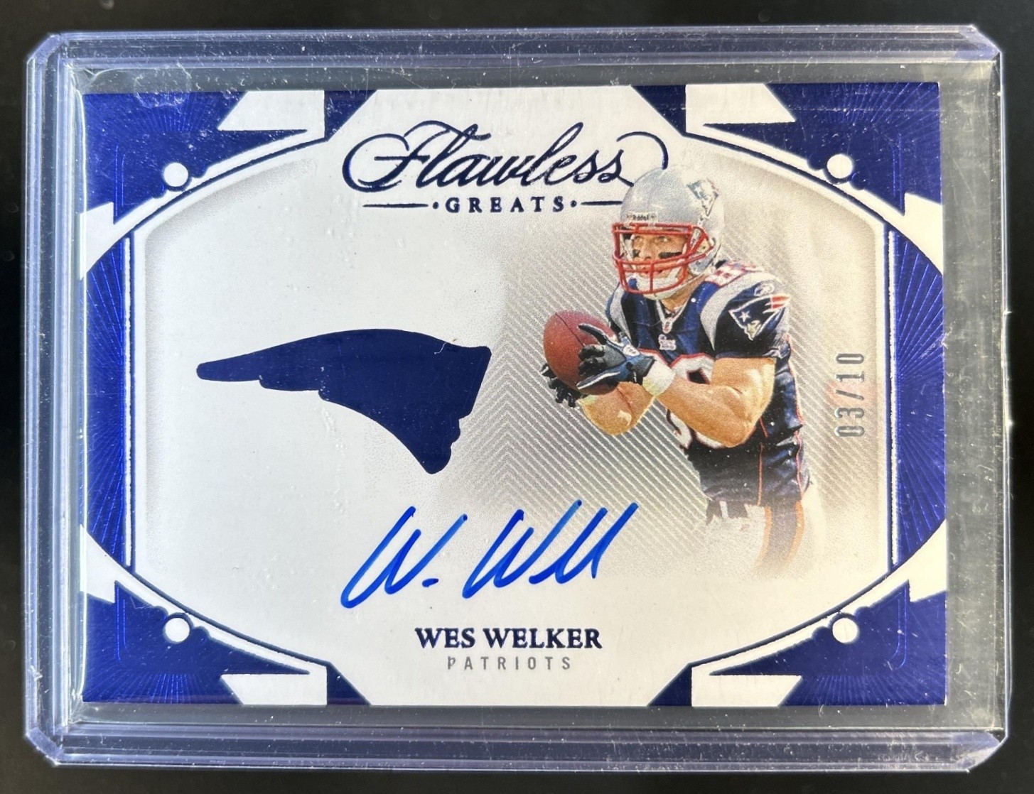 2024 Panini Flawless Wes Welker Greats Sapphire Autograph Auto #03/10 Patriots