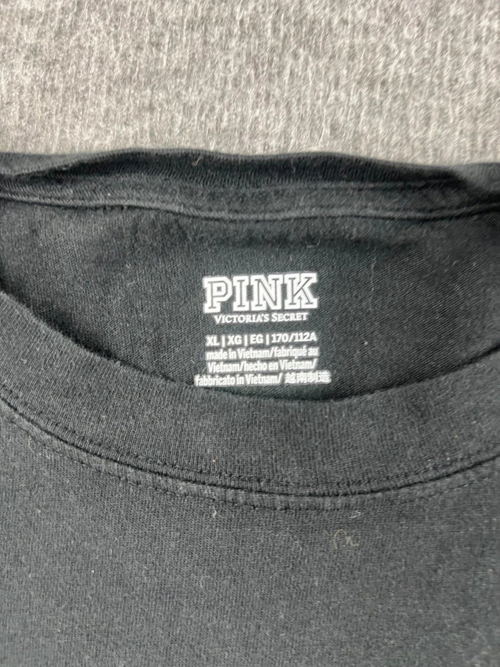 Victoria's Secret PINK Black Long Sleeve Floral Sleeve Shirt Size XL - Image 3 of 4