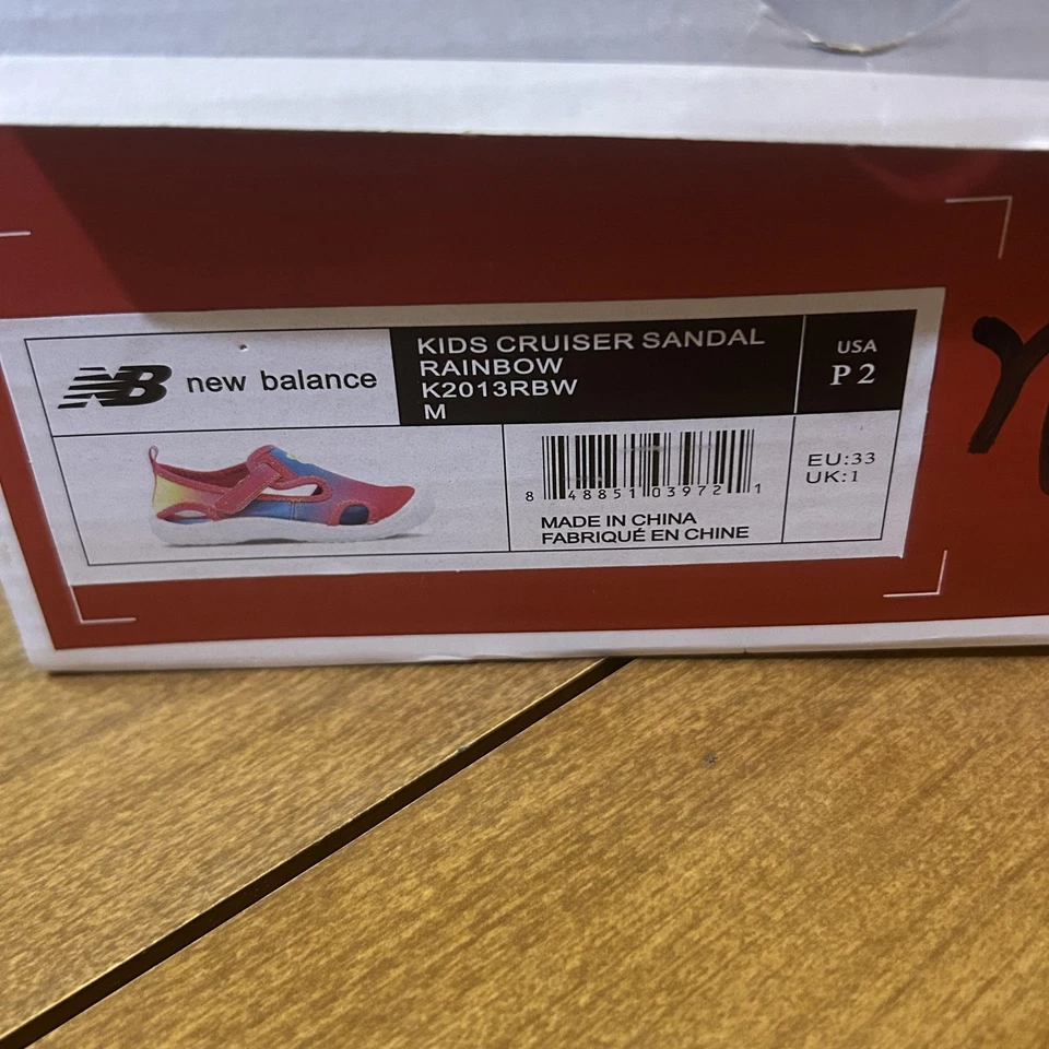 New Balance Shoes Youth Size 2 Rainbow Cruiser Sandal Water Pink Blue K2013RBW - Image 3 of 4