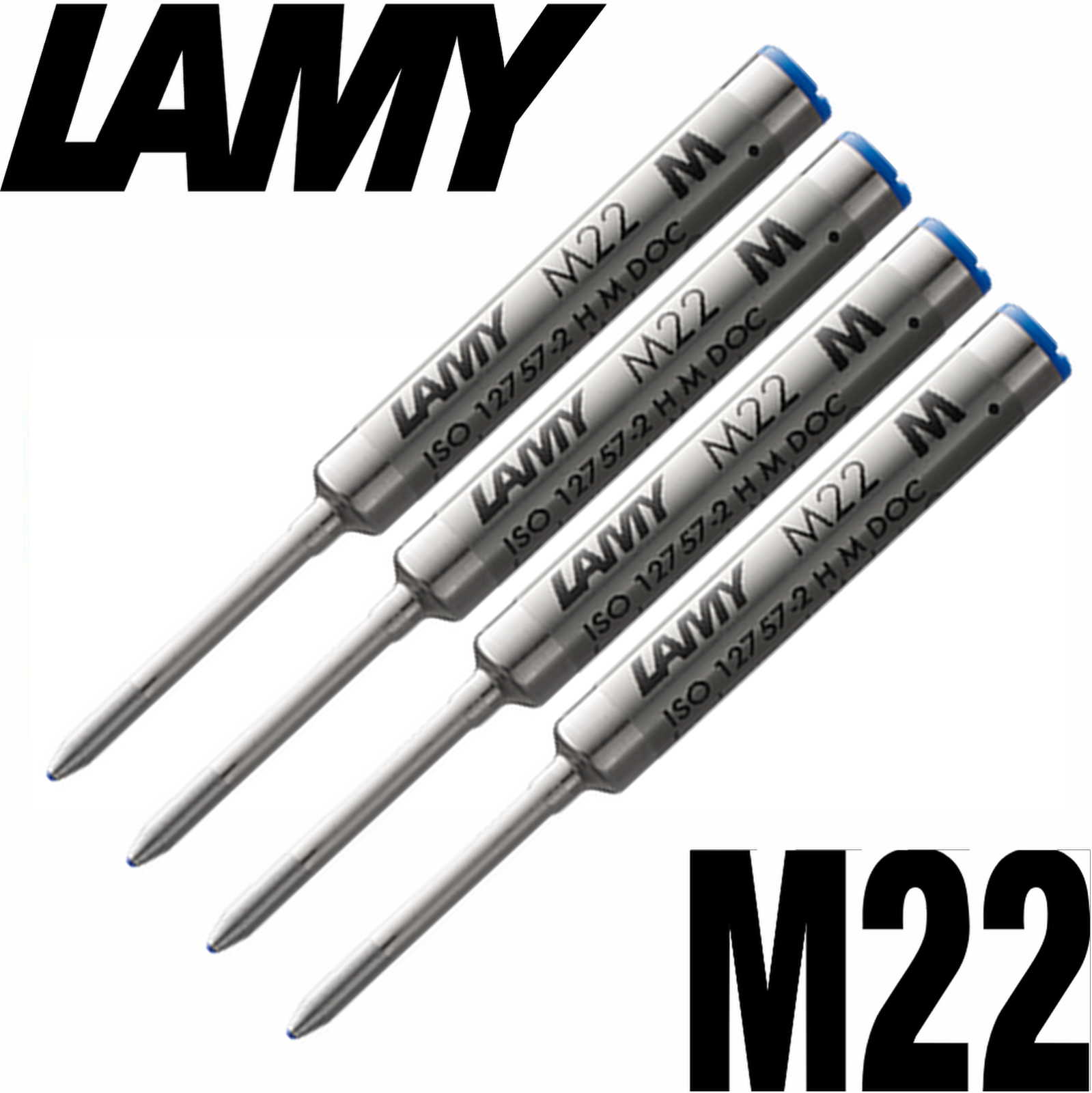 LAMY M22 Ballpoint Pen Refill - Medium Tip - Blue Ink - Pack of 4