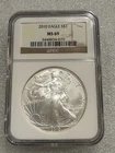 2010 SILVER EAGLE NGC MS 69 ~~ BROWN LABEL  ~~ NO SPOTS ~~ PRISTINE   (070)