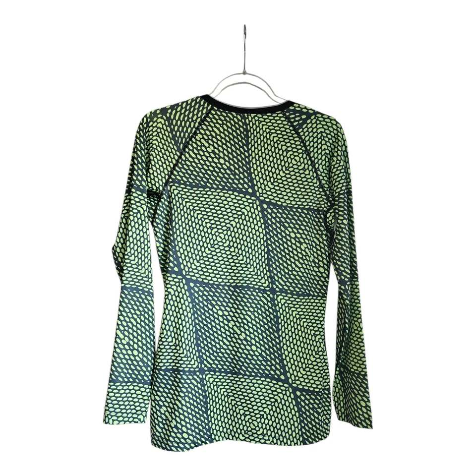 Camiseta Nike Pro para mujer M verde lima negra manga larga ajustada calce seco cuello en V elástica Foto 2 de 4