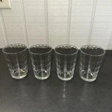 Vintage Pasabahce Juice Drinking Glass Set Of 4 Water Drop Yin Yang Bottom Mark