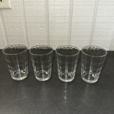 Vintage Pasabahce Juice Drinking Glass Set Of 4 Water Drop Yin Yang Bottom Mark