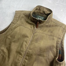 Woolrich Mens Dorrington Saddle Brown Canvas Vest Fleece Lined XL Workwear