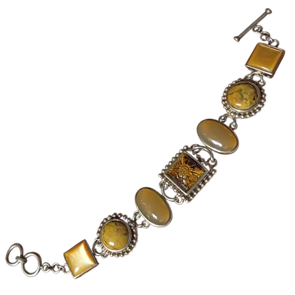 Pulsera estética WHITNEY KELLY 925 plata ojo de tigre jaspe y multipiedra Foto 3 de 4