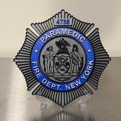 FDNY EMT & Paramedic Badge Plaque: 3D Embossed First Responder Wall Art