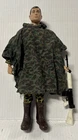 1964 GI Joe 12” Figure painted hair & camo Jumpsuit And poncho with brown boots