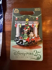 2025 DISNEY CHRISTMAS DAY PIN MICKEY GOOFY  PLAYING W/ TRAIN TREE FIREPLACE LR