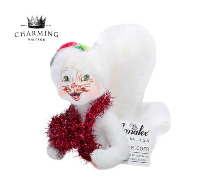 Vtg 2013 ANNALEE Mobilitee SILVER SPARKLE KITTY Christmas Artisan Doll 4'' w/Tag