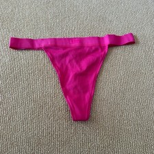 Skims Raspberry Cotton Rib Thong, Size 3X NWT