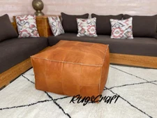 Classic Footrest Ottoman New Unstuffed Handmade Pouf 30''Leather Moroccan