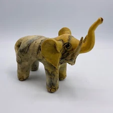 VTG Elephant Sculpture Paper Mache On Ceramic Marbled Lacquer Animal Decor Lucky