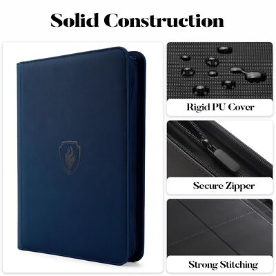 9 Pocket Zipper Card Binder Fabmaker 360 Trading Card Holder Book Premium  PU 