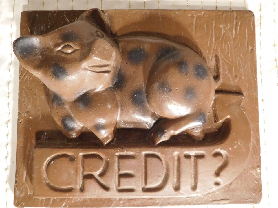 Vintage Mystery Painted PIG Sign Cast Aluminum ~ CREDIT? - Image 2 of 4