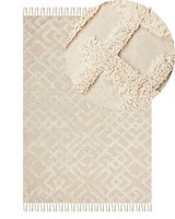 Teppich Baumwolle Beige Mit Geometrischem Muster Rechteckig 140 X 200 Cm Ardahan