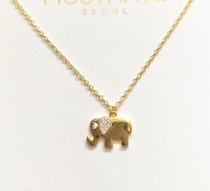 Authentic MUSTHAVE Gold Plated Zircon Elephant Pendant Short Necklace