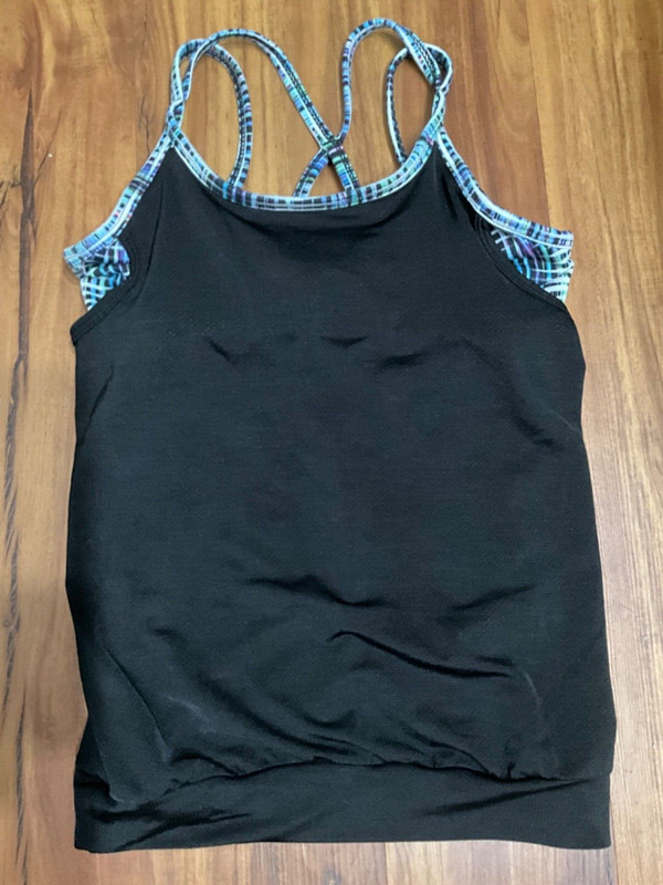 Athleta Girls Black Tank Top w/Built in bra Sleeveless Athletic , size 7