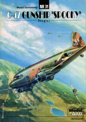 Model Card - 31 - Douglas C-47 Gunship Spooky (= militärische Ausf. DC-3) - 1:33