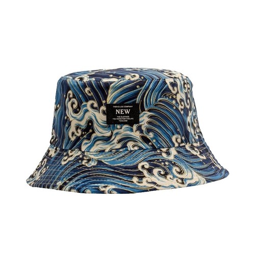 Kith Crochet Dawson Bucket Hat White and Navy Blue Cotton One Size