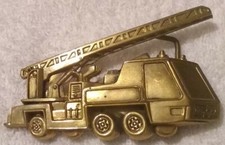 Baron Buckles Fire Truck Ladder Truck Solid Brass Vintage Belt Buckle 