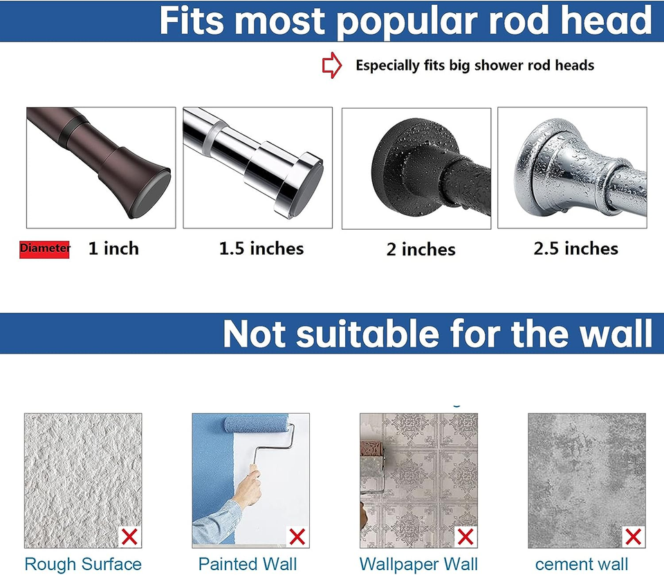 Adhesive Shower Curtain Rod Holder No Drilling Invisible Wall Mount