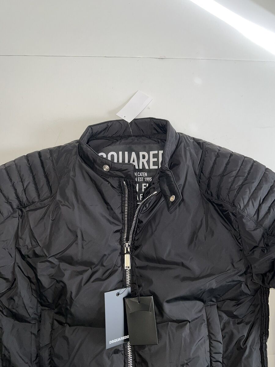Authentic DSQUARED2 Down Biker Jacket Mens Puffer Black Sz Authentic DSQUARED2 Down Biker Jacket Mens Puffer Black Sz