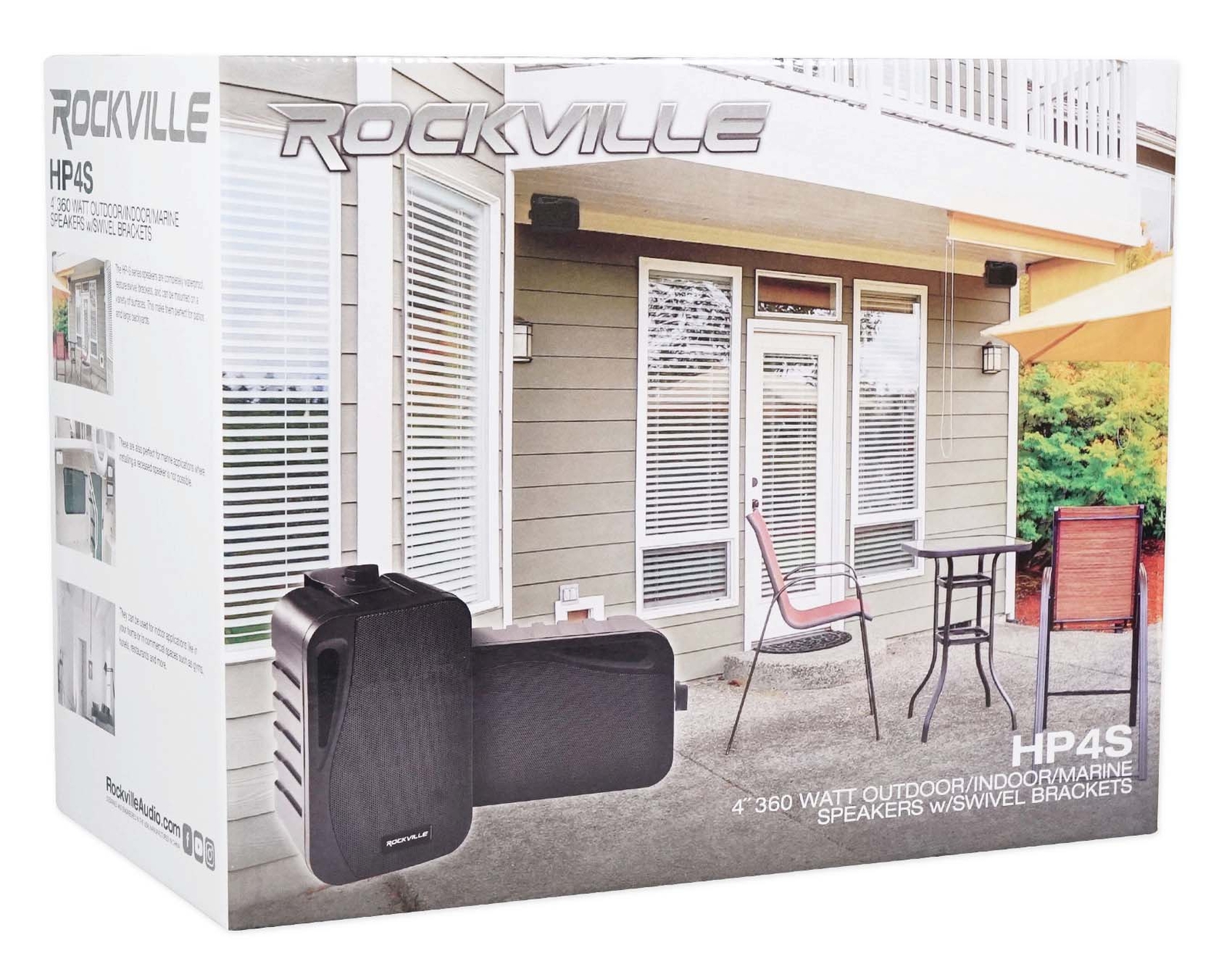 8 Rockville HP4S Black 4 Морские коробчатые колонки с поворотным кронштейном для лодок