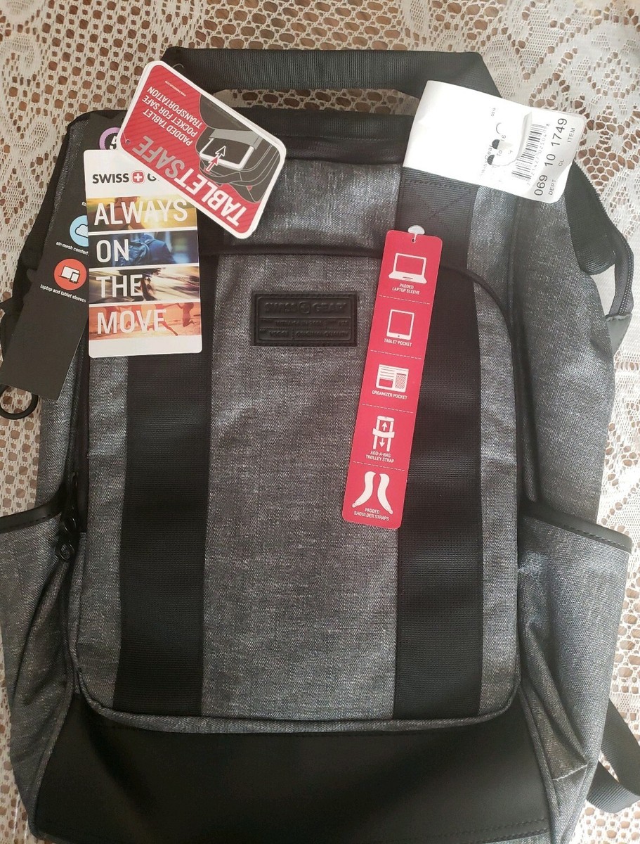 SWISSGEAR Zip Top Tote Laptop Backpack Heather Gray New