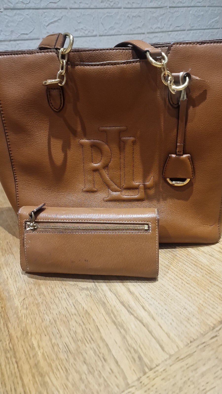 Ralph Lauren Leather tote Bag with Matching purse eBay