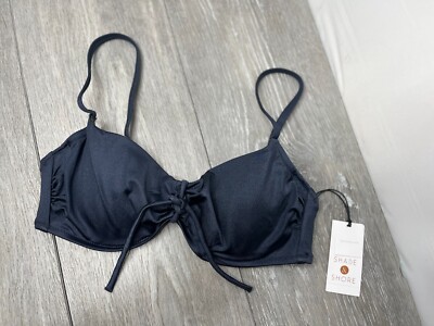 Shade & Shore Womens Tie-Front Padded Bikini Top, Gray Size 32B