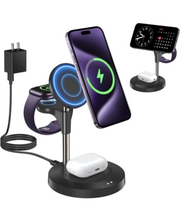 3 in 1 Wireless Charging Station for Multiple Devices 15W Fast Charging