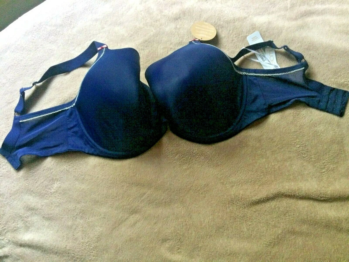 Elomi 36J Navy Bijou LARGE MOULDED PLUNGE Underwire Cup Bra Style 8720 NWT