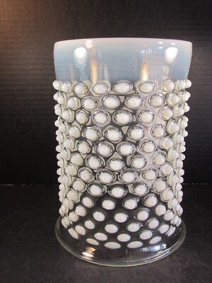 Unique Big & Heavy VTG White Opal Hobnail Oil Lamp 9X6'' Light Shade