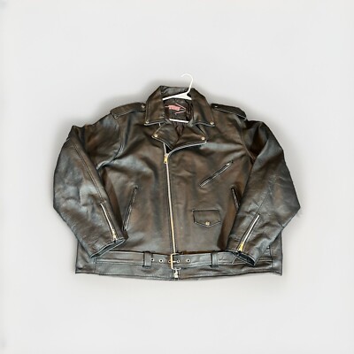 Highway Hawks Double Rider Motorcycle Jacket 60 Black Leather Biker Coat NWOT