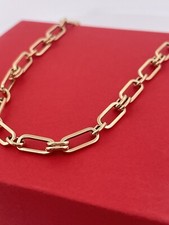 14K Yellow Gold Rolo Paperclip Chain Necklace - Paper Clip Chain 5.6mm, 18 inch