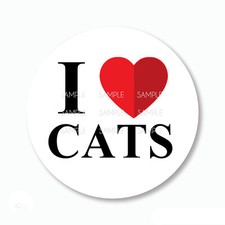 30 I Love Cats Labels Scrapbook Stickers 1.5" Round Envelope Seals Cat Stickers