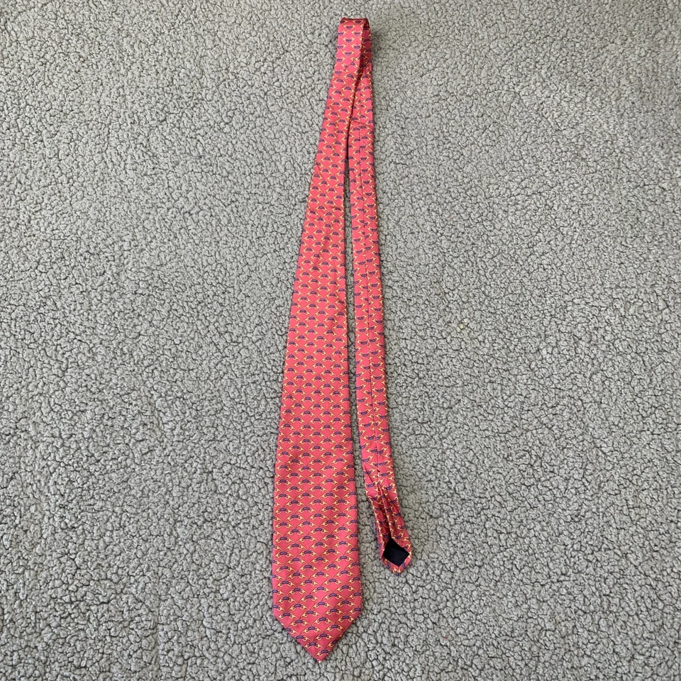 Corbata de seda Brooks Brothers rosa estampado ecuestre 3,75" ancho 59" largo Foto 3 de 4