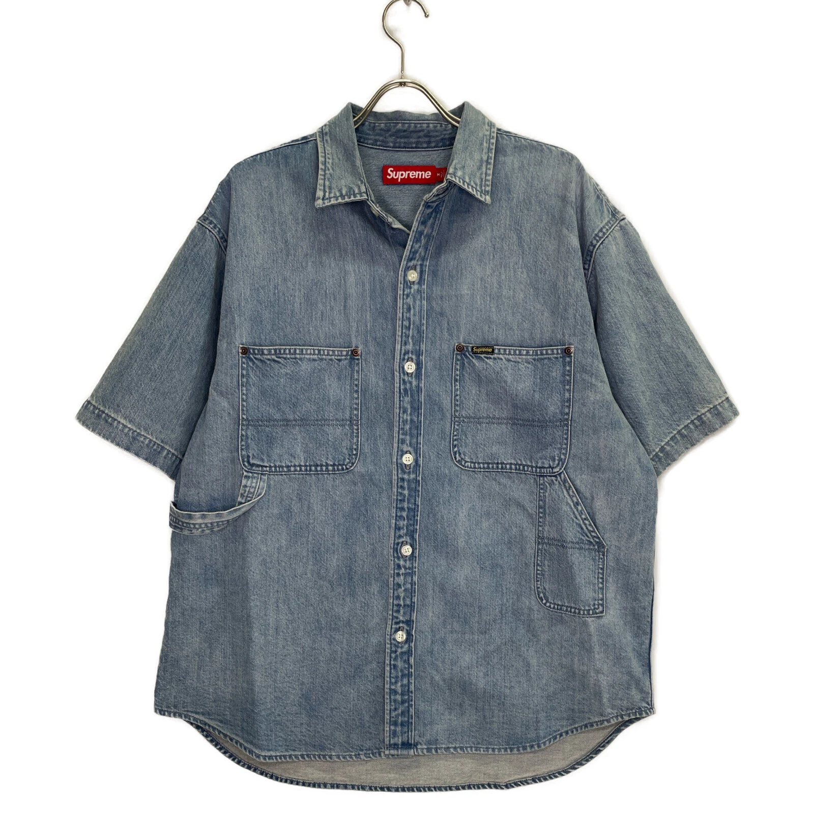 Supreme 24Stainless Steel Loose Fit S/S Denim Painter Shirt Washed Blue Jack...