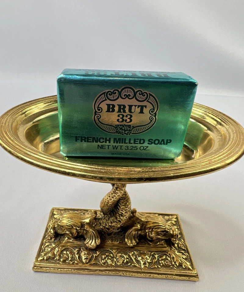 Barra de jabón fresada francesa Fabergé BRUT 33 de colección 3,25 OZ sellada decoración de baño Foto 2 de 4