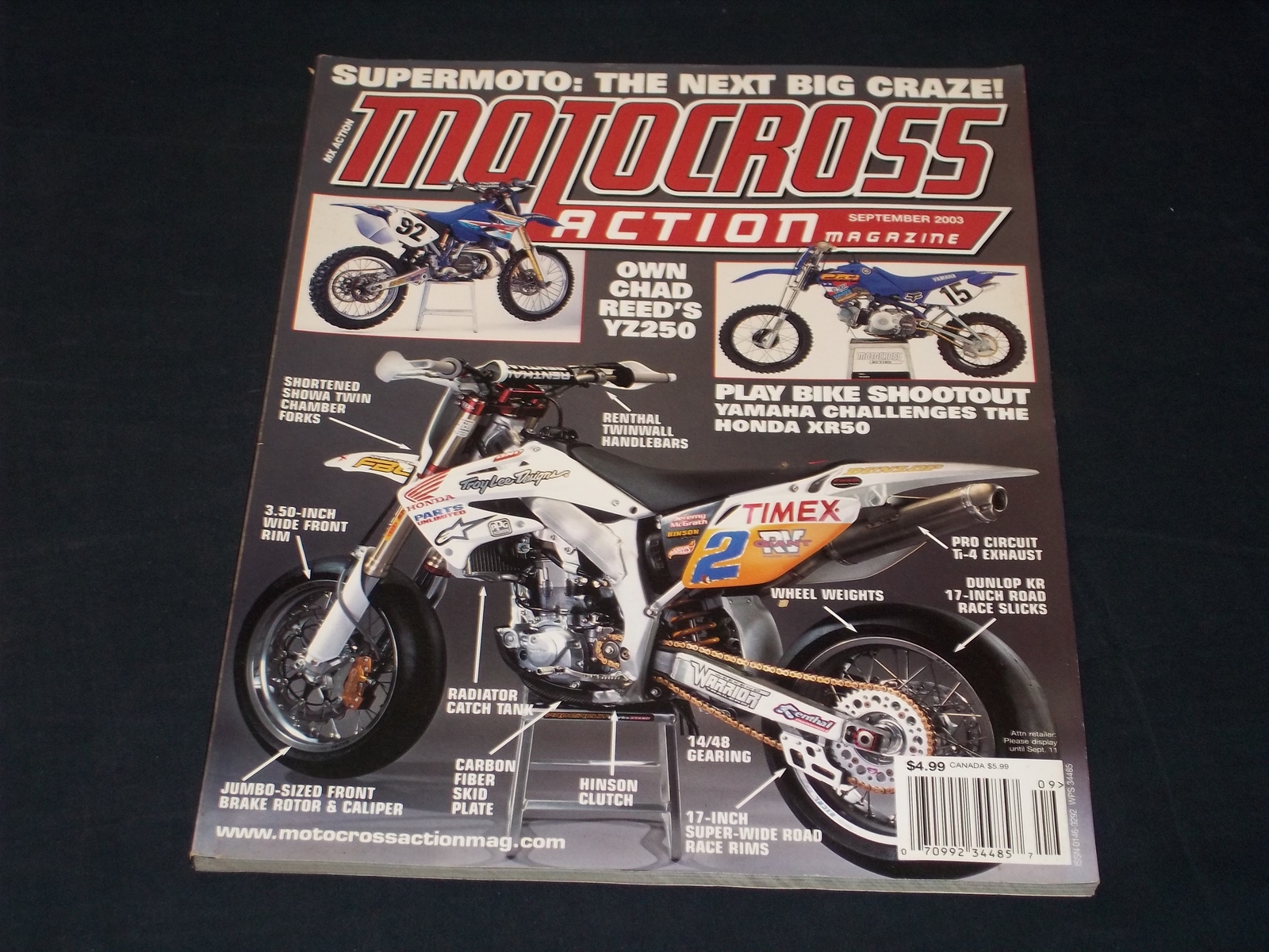 2003 SEPTEMBER MOTOCROSS ACTION MAGAZINE - CHAD REED'S YZ250 COVER - H 7236