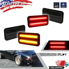 For 70-81 Pontiac Firebird Smoke Lens Front Rear Amber Red LED Side Marker Lamps