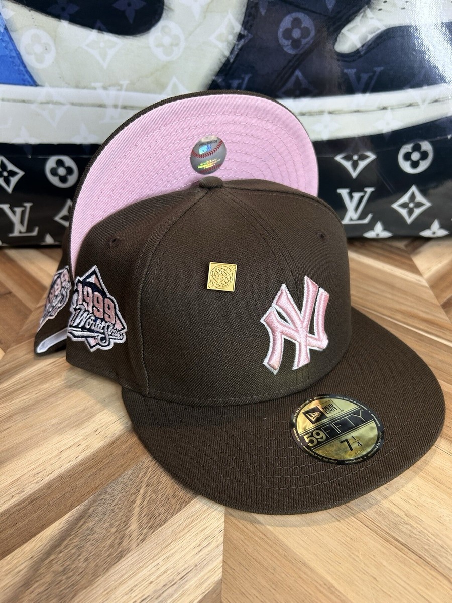 HOT Brown Fitted Hat Pink Brim Pink Brim Yankee Fitted Yankee