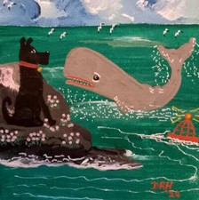Gleska Dug meets Whale Original Scottish Oil Painting  David R Howard 7" X 5"