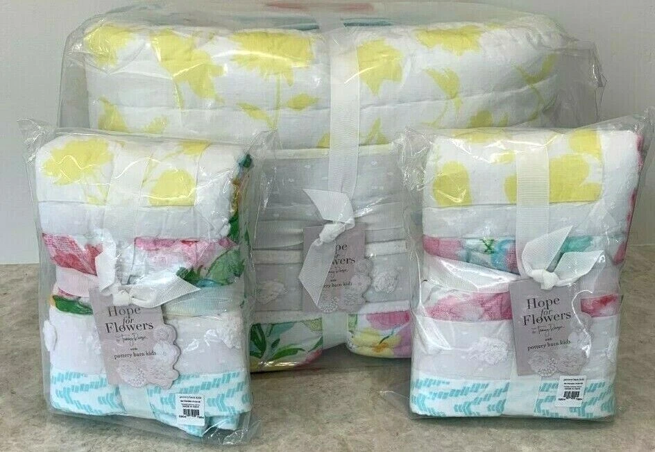 Pottery Barn Kids Hope for Flowers Patchwork Concéntrico REINA Edredón Fundas Sábana Foto 2 de 3
