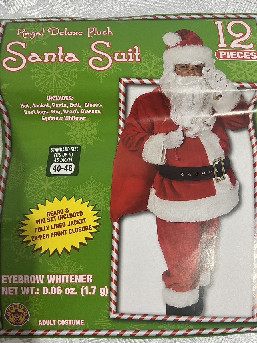 REGAL DELUXE PLUSH SANTA CLAUS SUIT COSTUME COMPLETE 12 PIECE SET