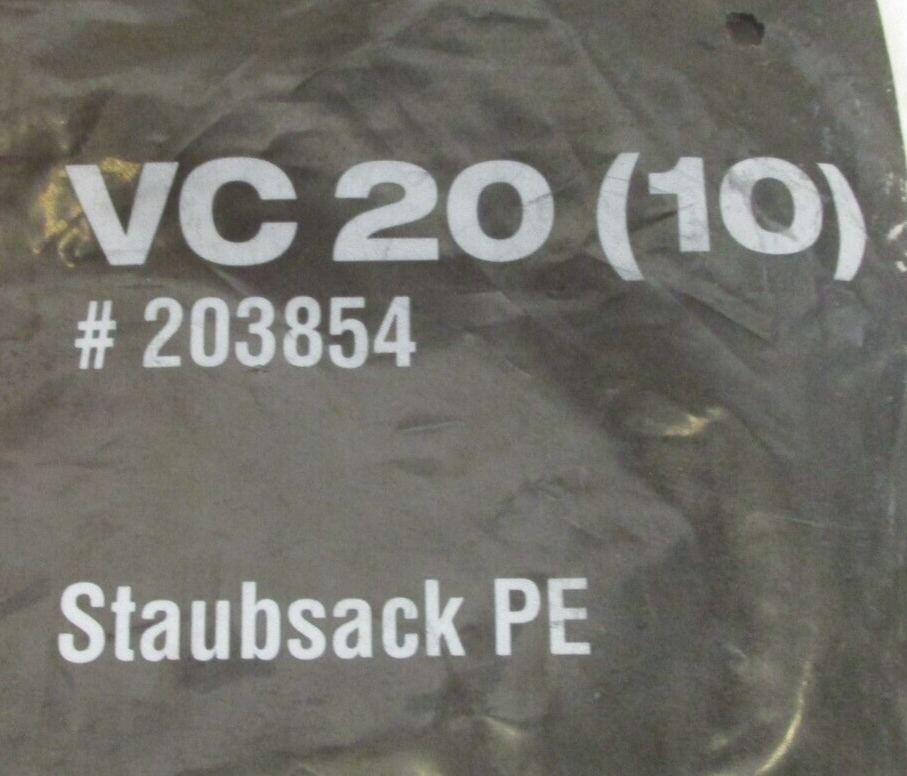 HILTI PLASTIC BAG FOR VACUUM VC20 IN SEALED BAG OF 10 P/N: 203854