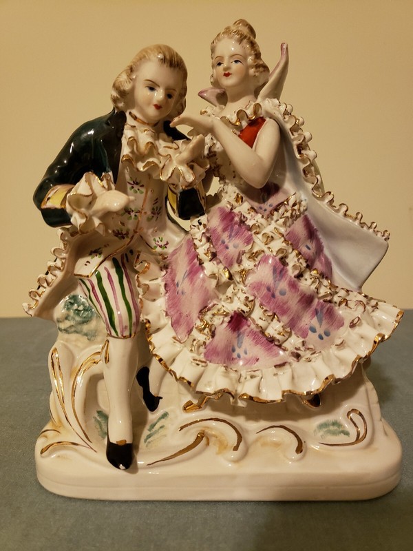 Vintage Wales China French Figurine- Bone China Porcelain  French Man & Woman...