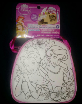 Disney Princess Fashion Activity Purse Color n Style Rare Belle & Ariel 