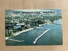 Postcard Michigan Menominee Marina Scenic Aerial View Green Bay Vintage MI PC